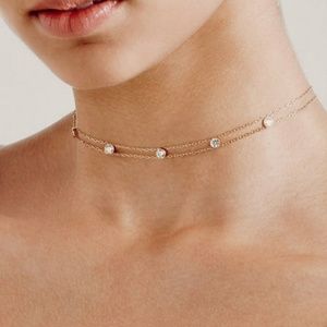 Crystal Choker Necklace in Rose Gold